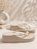 Big Star RR274551 beige wedge flip-flops