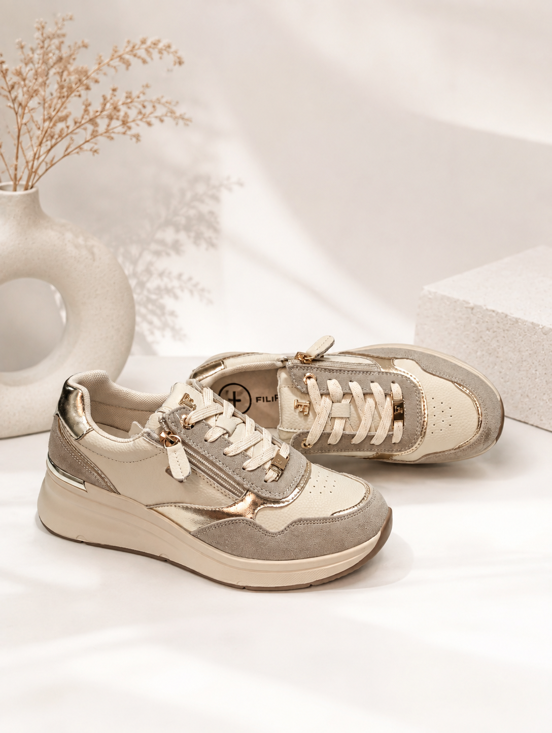 Filippo 7767 leather beige sneakers