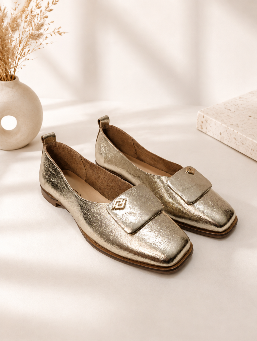 Boccato 0110 gold leather ballet flats