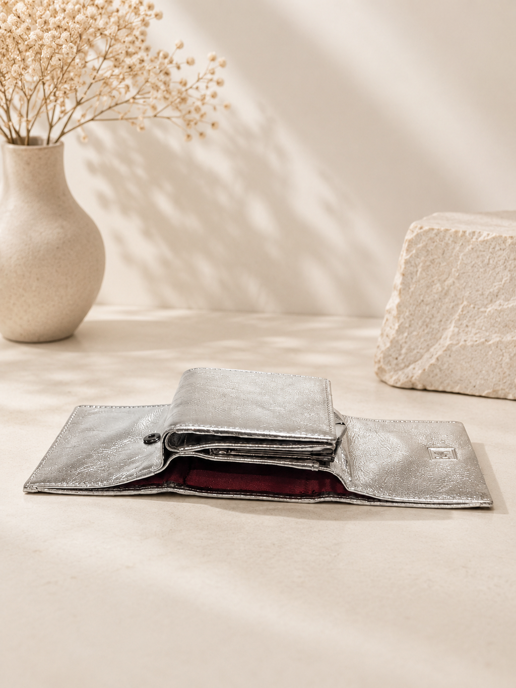 Portfel silver skóra naturalna VerMari Genuine Leather