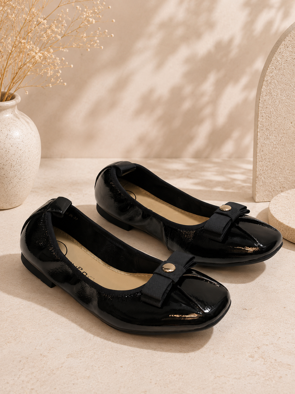 Filippo 7744 Black Patent Leather Ballet Flats