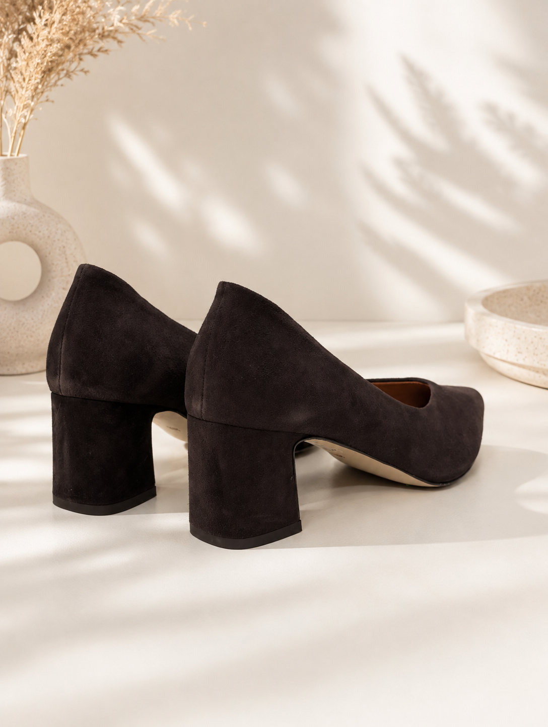 Clasicco 2145 brown suede high-heeled slippers