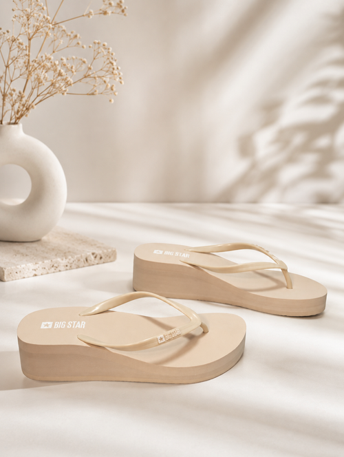 Big Star RR274551 beige wedge flip-flops