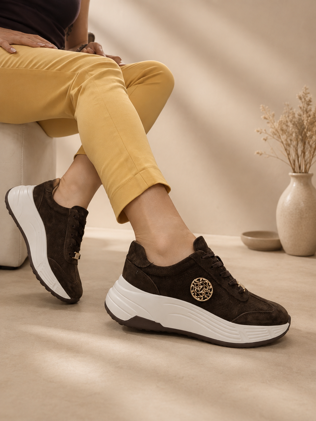 Goodin 1030 Suede Sneakers Coffee Brown