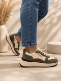 Sneakersy skórzane Filippo 7103 beż khaki panterka