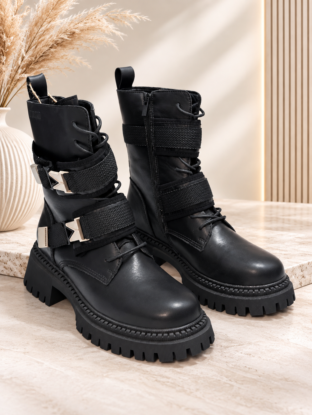 Skórzane workery czarne botki Big Star 274274