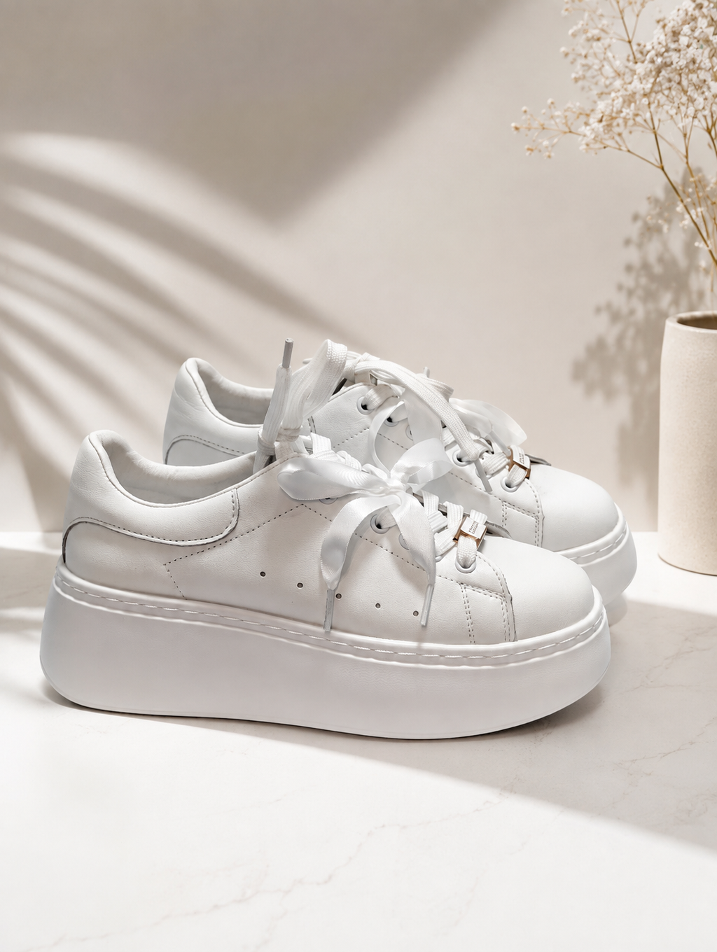 Goodin 1045 skórzane białe buty na platformie Sneakersy