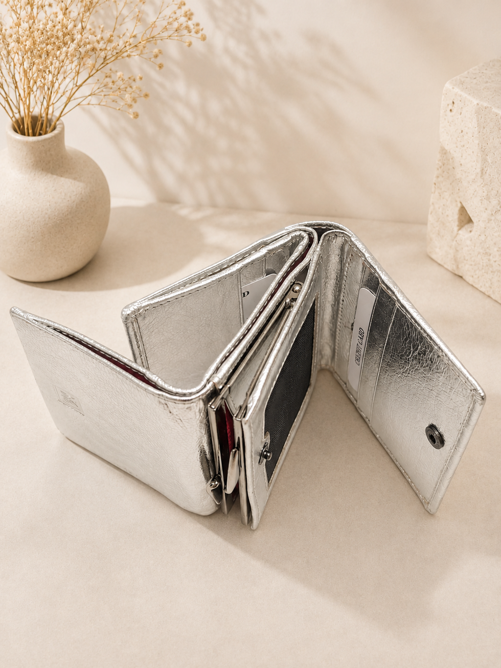 Portfel silver skóra naturalna VerMari Genuine Leather