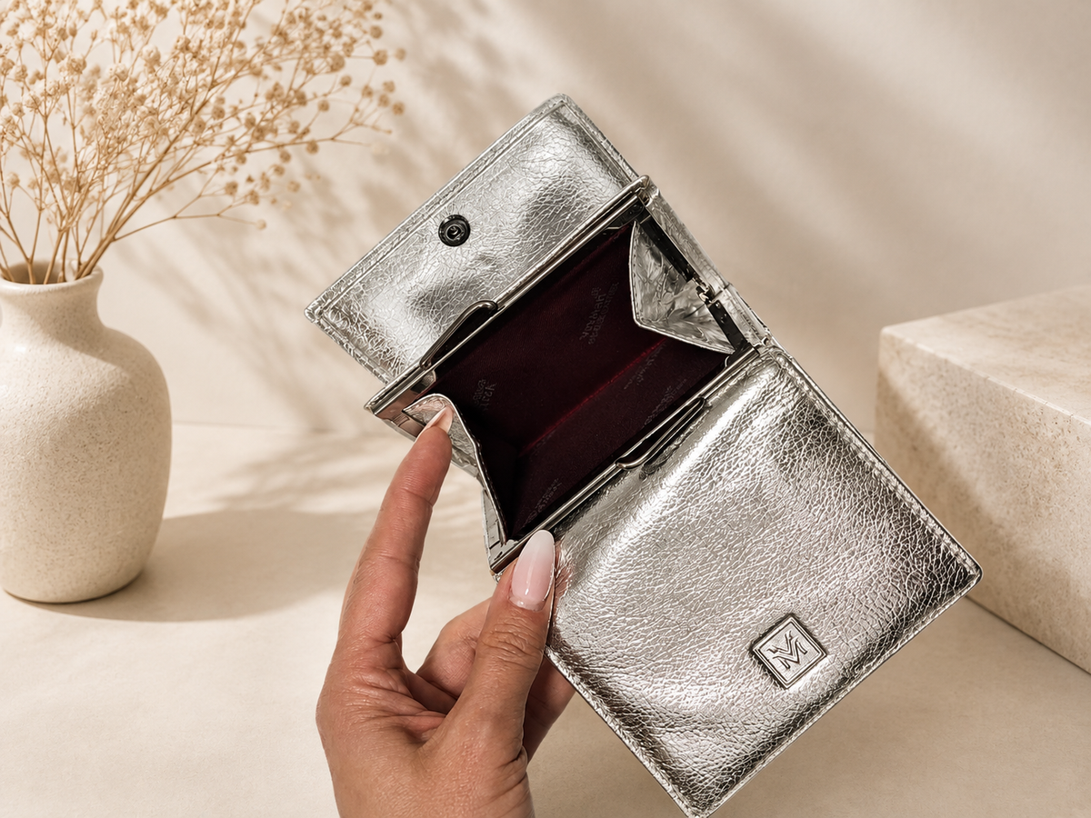 Portfel silver skóra naturalna VerMari Genuine Leather