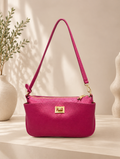 Fuchsia leather messenger bag S