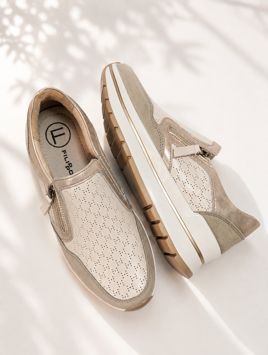 Sneakersy skórzane z suwakiem FIlippo 6777